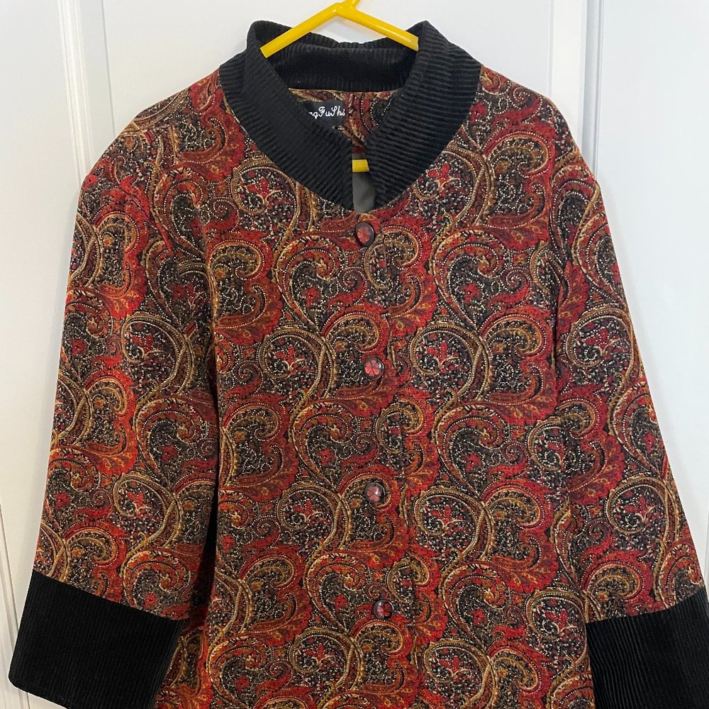 Paisley Print Lined Sparkly Jacket Large
